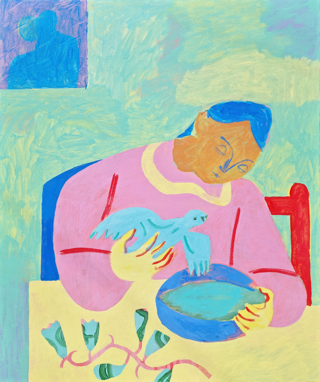 Le bain de l'oiseau bleu